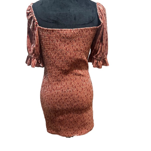 Lulus My Fleur-Ever Rusty Rose Floral Print Velvet Smocked Mini Dress XL NWT - Picture 14 of 14